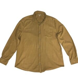 Carbon2Cobalt 100% Cotton Button Down Shirt Tan Brown Long‎ Sleeve Travel Sz L